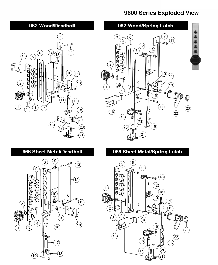 9600 Series Cabinet Locks Parts Assured Lock Keyless Locker