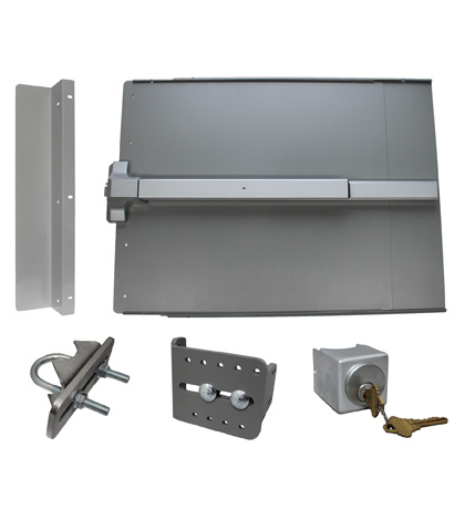 ED51S Edge Panic Shield Safety Silver Kit Powder Coated Silver With PB1100 Exit Device 33