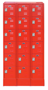 Dl63R Louver Style Box Lockers Day Use Lockers W/DigiLock Lock 6 Door Triple Frame Red