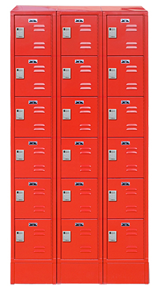 EL63 Louver Style Employee Lockers W/DigiLock Lock 6 Door Triple Frame Red