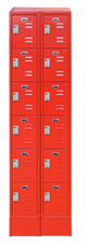 DL62R Louver Style Box Lockers Day Use Lockers W/DigiLock Lock 6 Door Dbl Frame Red