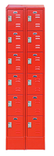 EL62 Louver Style Employee Lockers W/DigiLock Lock 6 Door Dbl Frame Red