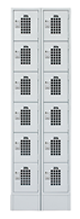 ES62G Square-Cut Vent Employee Lockers W/DigiLock Lock 6 Door Dbl Frame Gray